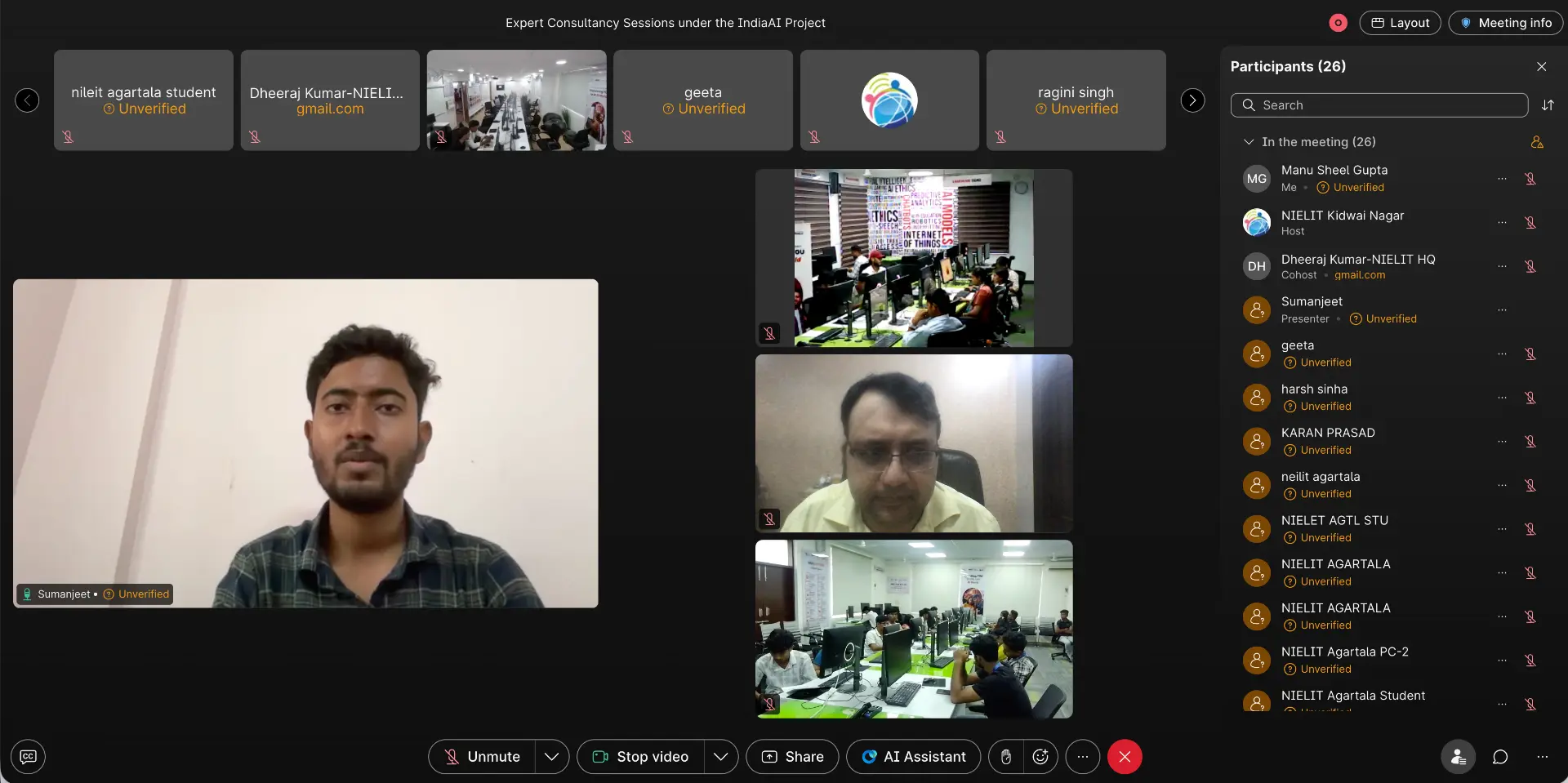Workshop session two: live participants and computer labs across NIELIT centres